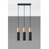 Suspension PABLO 3, acier/bois, noir/naturel, GU10 - Pas cher