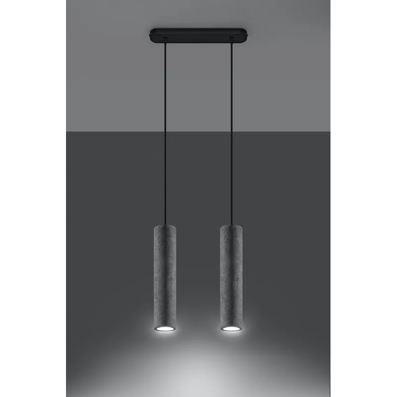 Suspension LUVO 2, acier/béton, noir/gris, GU10 - Pas cher