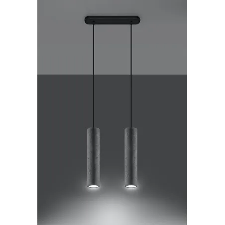 Suspension LUVO 2, acier/béton, noir/gris, GU10 - Pas cher