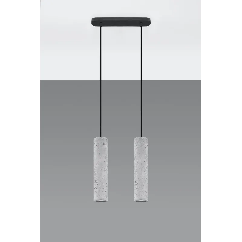 Suspension LUVO 2, acier/béton, noir/gris, GU10 - Pas cher