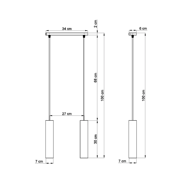 Suspension LUVO 2, acier/béton, noir/gris, GU10 - Pas cher