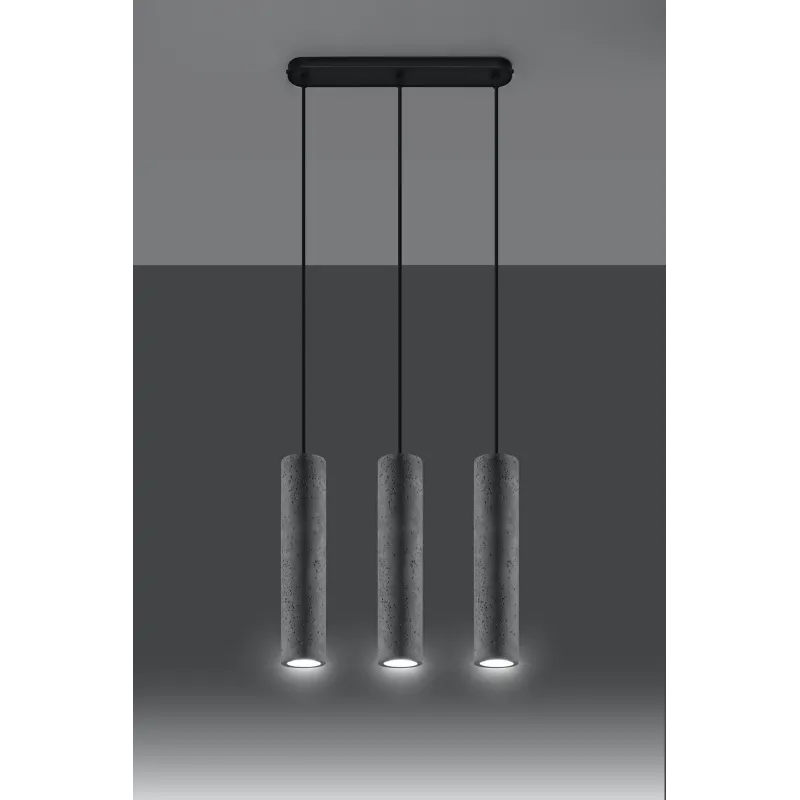 Suspension LUVO 3, acier/béton, noir/gris, GU10 - Pas cher