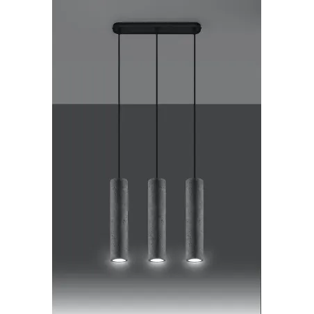 Suspension LUVO 3, acier/béton, noir/gris, GU10 - Pas cher