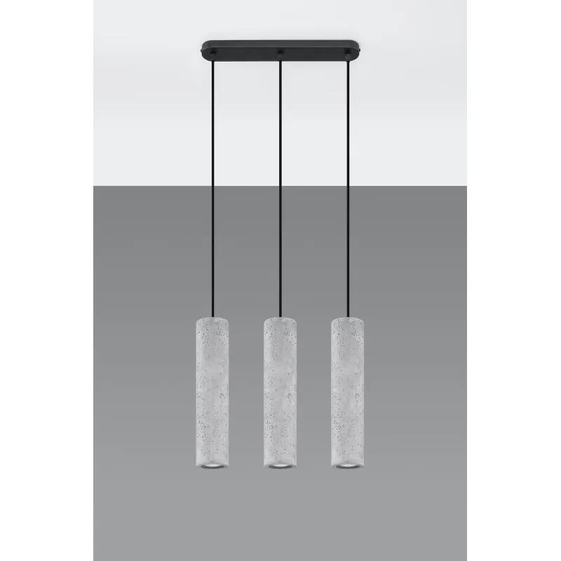 Suspension LUVO 3, acier/béton, noir/gris, GU10 - Pas cher