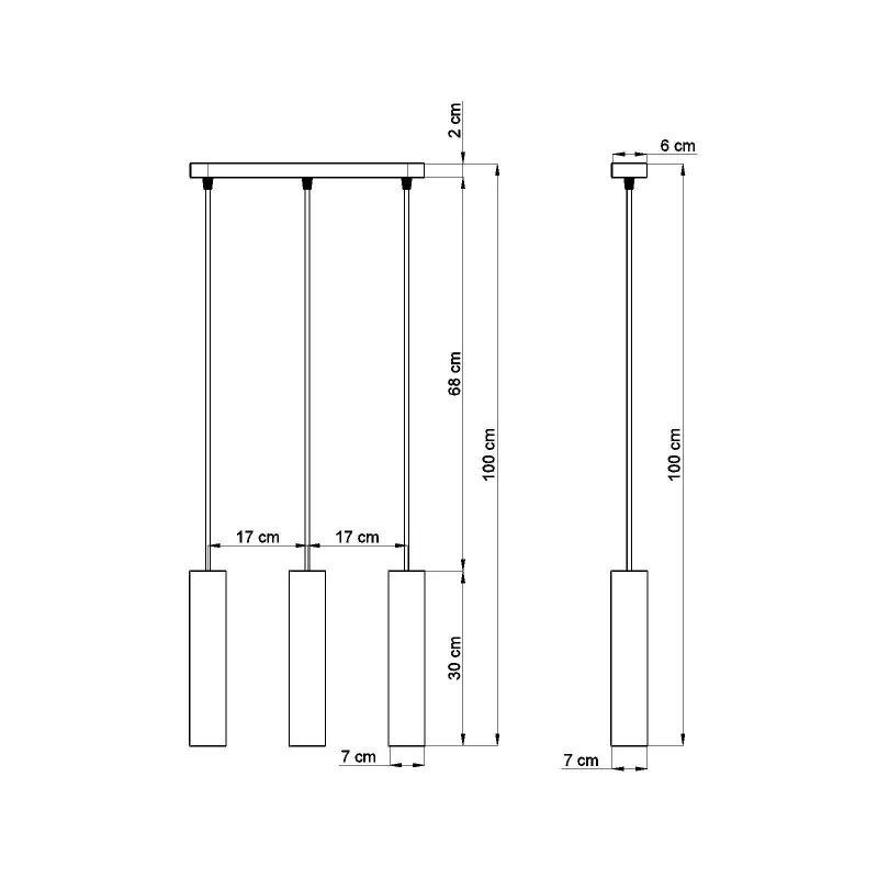 Suspension LUVO 3, acier/béton, noir/gris, GU10 - Pas cher