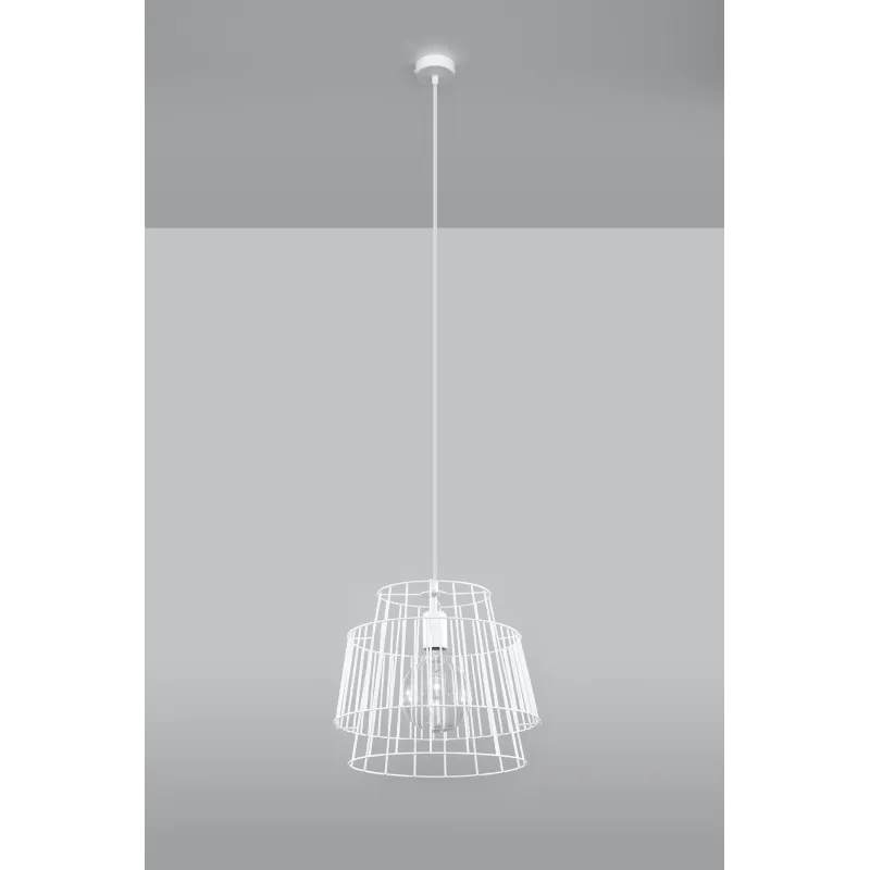 Suspension GATE, acier blanc , E27 - Pas cher