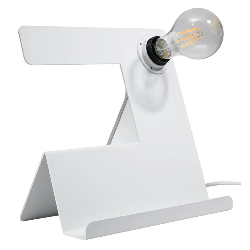 Lampe à poser INCLINE, acier blanc, E27 - Pas cher
