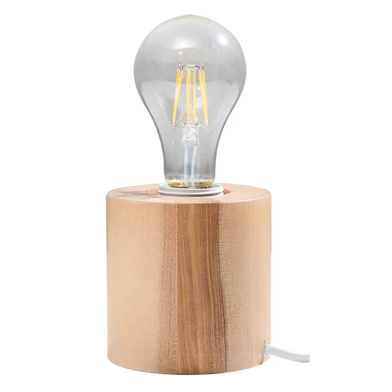 Lampe à poser SALGADO bois naturel, E27 - Pas cher