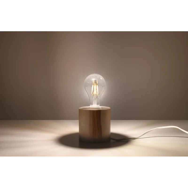 Lampe à poser SALGADO bois naturel, E27 - Pas cher