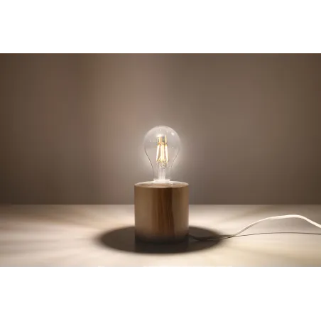 Lampe à poser SALGADO bois naturel, E27 - Pas cher