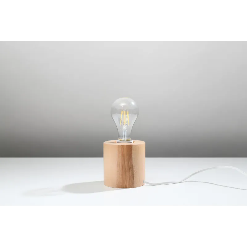 Lampe à poser SALGADO bois naturel, E27 - Pas cher