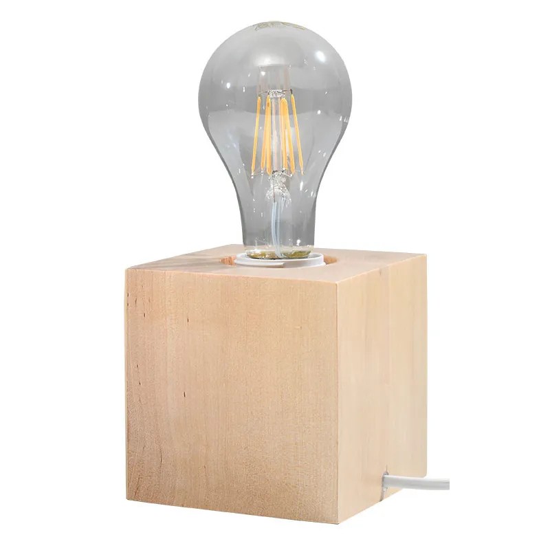 Lampe à poser ARIZ bois naturel, E27 - Pas cher