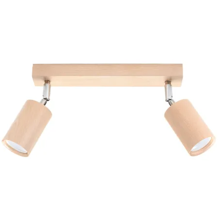 Plafonnier BERGE 2 bois naturel/chrome, GU10 - Pas cher