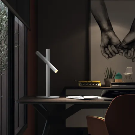 Lampe de table blanche bureau chevet Tania T micro blanc