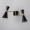 Applique murale noire double tetes culot e27 métal noir et doré