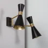 Applique murale noire double tetes culot e27 métal noir et doré