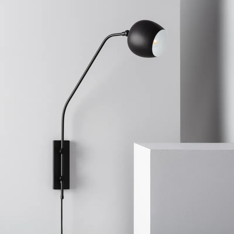 Applique murale noire 1 tetes orientable culot e14 métal noir