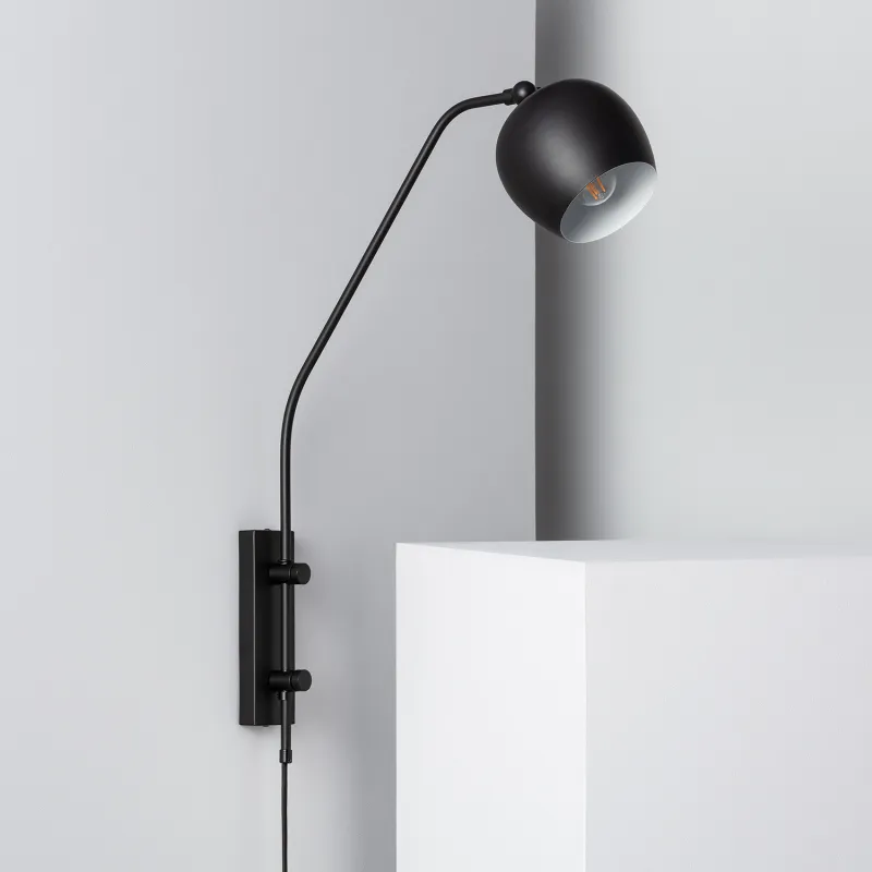 Applique murale noire 1 tetes orientable culot e14 métal noir
