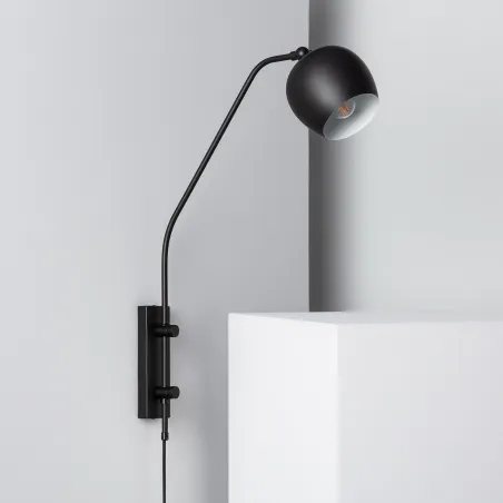 Applique murale noire 1 tetes orientable culot e14 métal noir