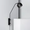 Applique murale noire 1 tetes orientable culot e14 métal noir