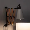 Applique murale support bois et métal noir culot e27
