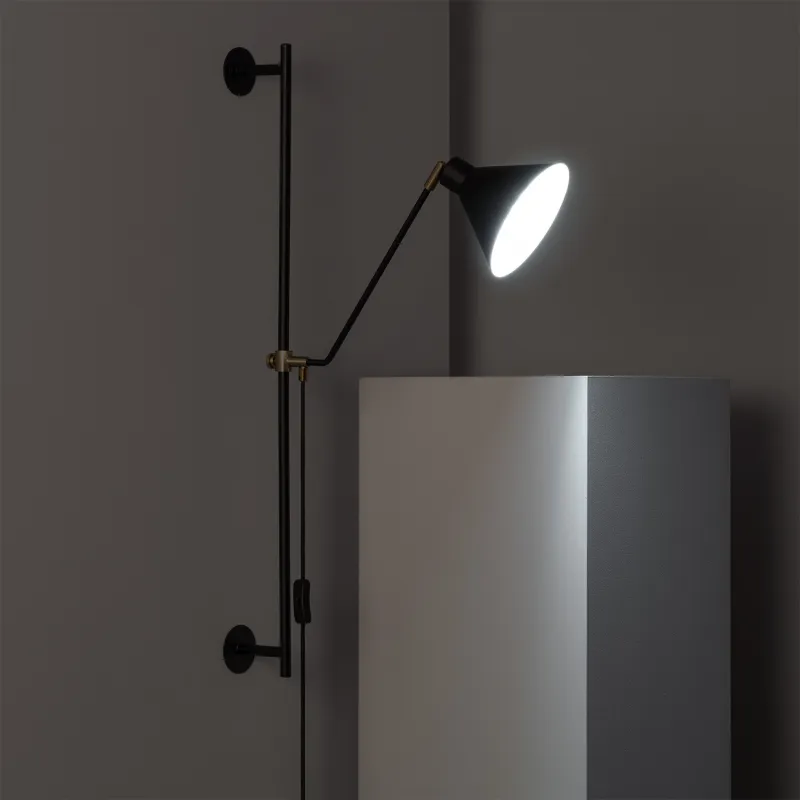 Applique murale noire culot e27 effet retro métal noir