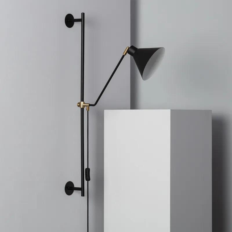 Applique murale noire culot e27 effet retro métal noir