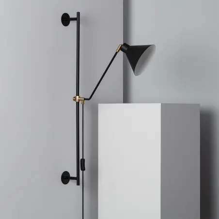 Applique murale noire culot e27 effet retro métal noir