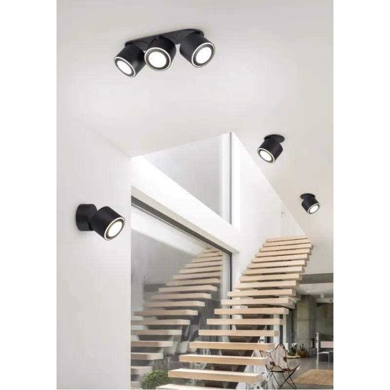 TRIO Plafonnier intérieur noir mat TAURUS - Pas cher