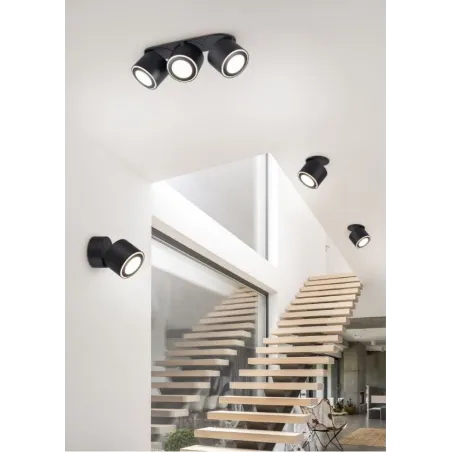 TRIO Plafonnier intérieur noir mat TAURUS - Pas cher