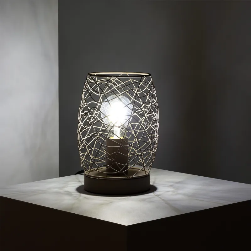 lampe de table verte culot e27 style cage