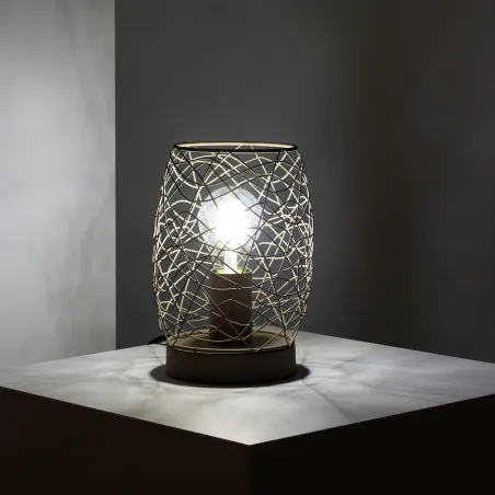 lampe de table verte culot e27 style cage