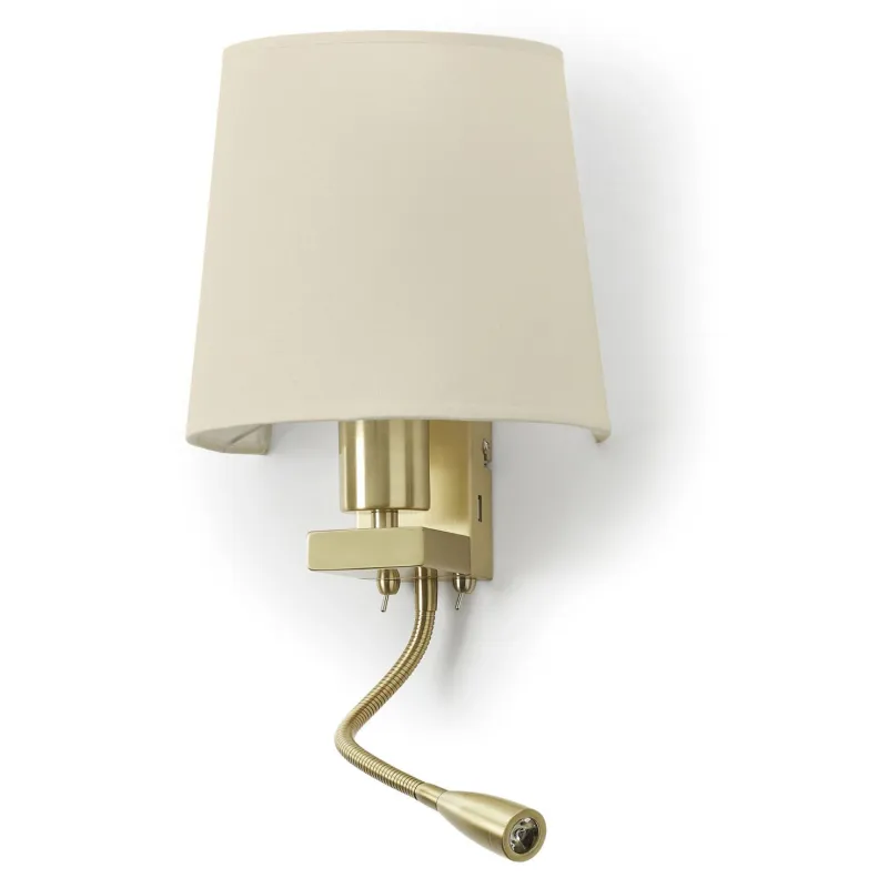 Applique murale liseuse FIRENZE E2723W+LED3W1int.2USB Or mat