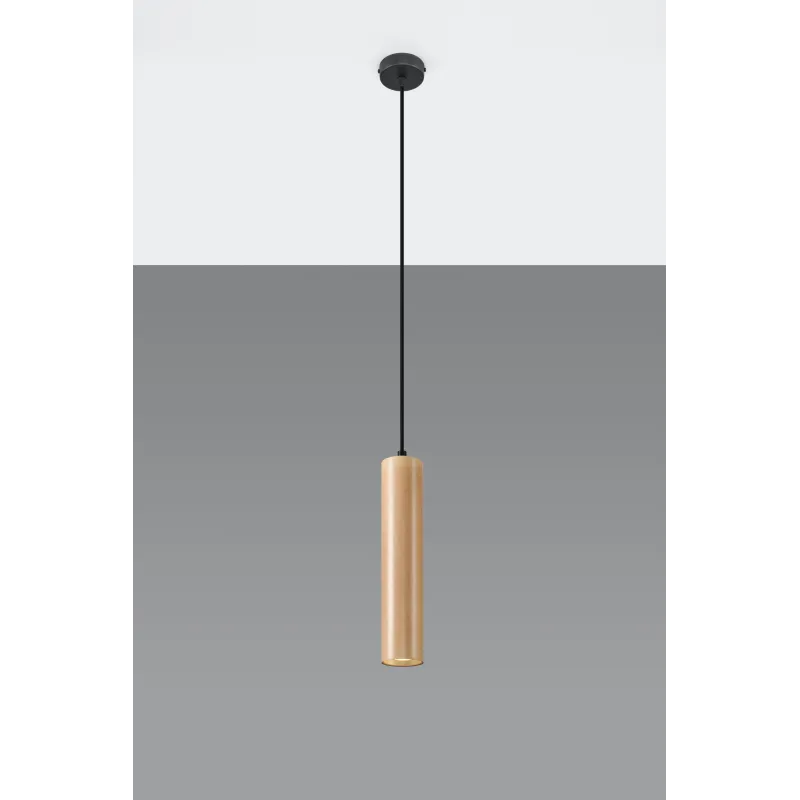 Suspension LINO, acier/bois, noir/naturel, GU10 - Pas cher