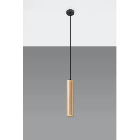 Suspension LINO, acier/bois, noir/naturel, GU10 - Pas cher