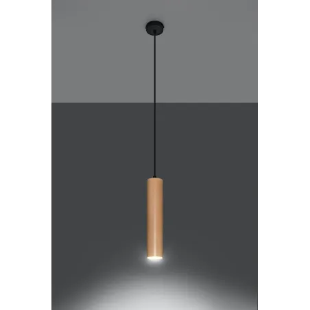 Suspension LINO, acier/bois, noir/naturel, GU10 - Pas cher