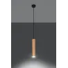 Suspension LINO, acier/bois, noir/naturel, GU10 - Pas cher