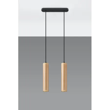 Suspension LINO 2, acier/bois, noir/naturel, GU10 - Pas cher