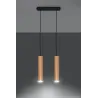 Suspension LINO 2, acier/bois, noir/naturel, GU10 - Pas cher