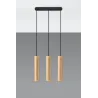 Suspension LINO 3, acier/bois, noir/naturel, GU10 - Pas cher