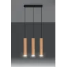 Suspension LINO 3, acier/bois, noir/naturel, GU10 - Pas cher