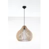 Suspension APRILLA bois naturel/PVC, noir, E27 - Pas cher