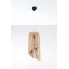 Suspension ALEXIA bois naturel/PVC, noir, E27 - Pas cher