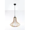 Suspension ELZA bois naturel/PVC, noir, E27 - Pas cher