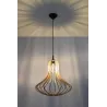 Suspension ELZA bois naturel/PVC, noir, E27 - Pas cher