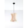Suspension ORIANA bois naturel/PVC, noir, E27 - Pas cher