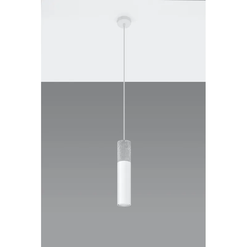 Suspension BORGIO 1, acier/béton, blanc/gris, GU10 - Pas cher