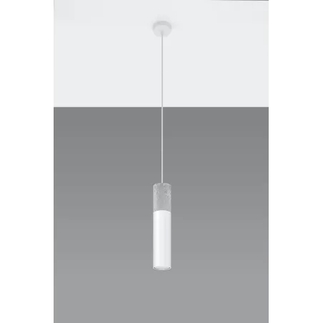 Suspension BORGIO 1, acier/béton, blanc/gris, GU10 - Pas cher