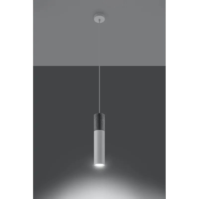 Suspension BORGIO 1, acier/béton, blanc/gris, GU10 - Pas cher