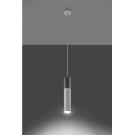 Suspension BORGIO 1, acier/béton, blanc/gris, GU10 - Pas cher